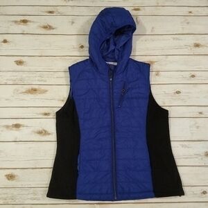 Andrew Marc New York Blue/Black Hooded Puffer Vest Size XL